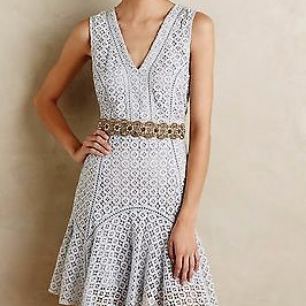 Anthropologie Lace Flounce Dress